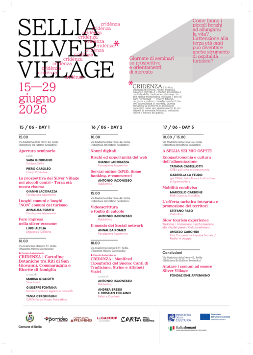 Fondazione Appennino Sellia Silver Village che si terr&agrave; dal 15 al 17 giugno nella sede della Biblioteca in via Madonna delle Nevi 42